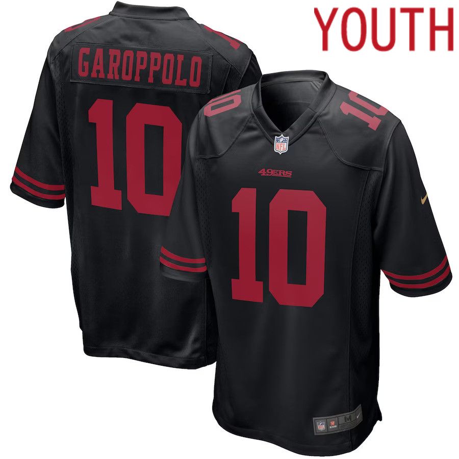 Youth San Francisco 49ers 10 Jimmy Garoppolo Nike Black Player Game NFL Jersey